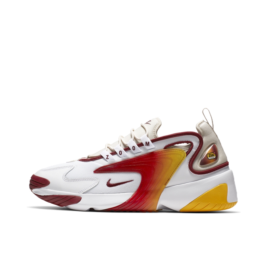 推荐商品：Nike Zoom 2K 运动休闲鞋 潮流复古缓震耐穿圆头 White/Team Red 白红黄