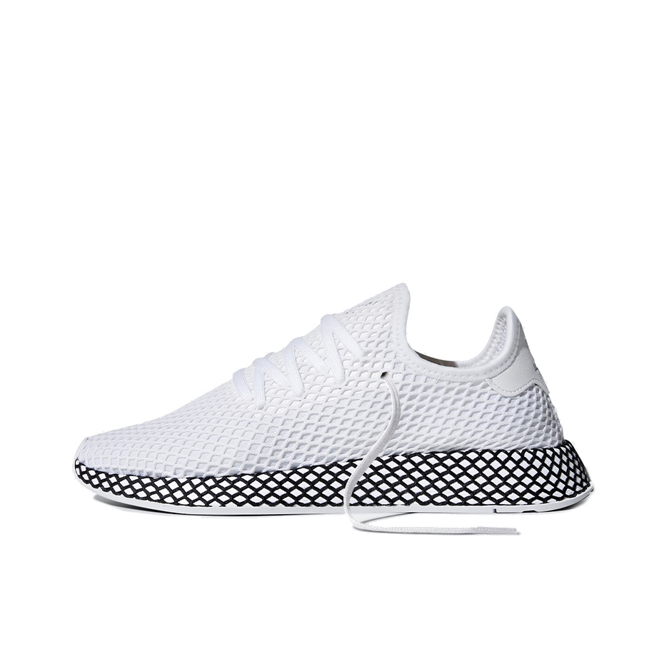 推荐商品：adidas Deerupt Runner 耐磨 时尚复古 网面透气 休闲鞋 White/Black 白黑/白尾