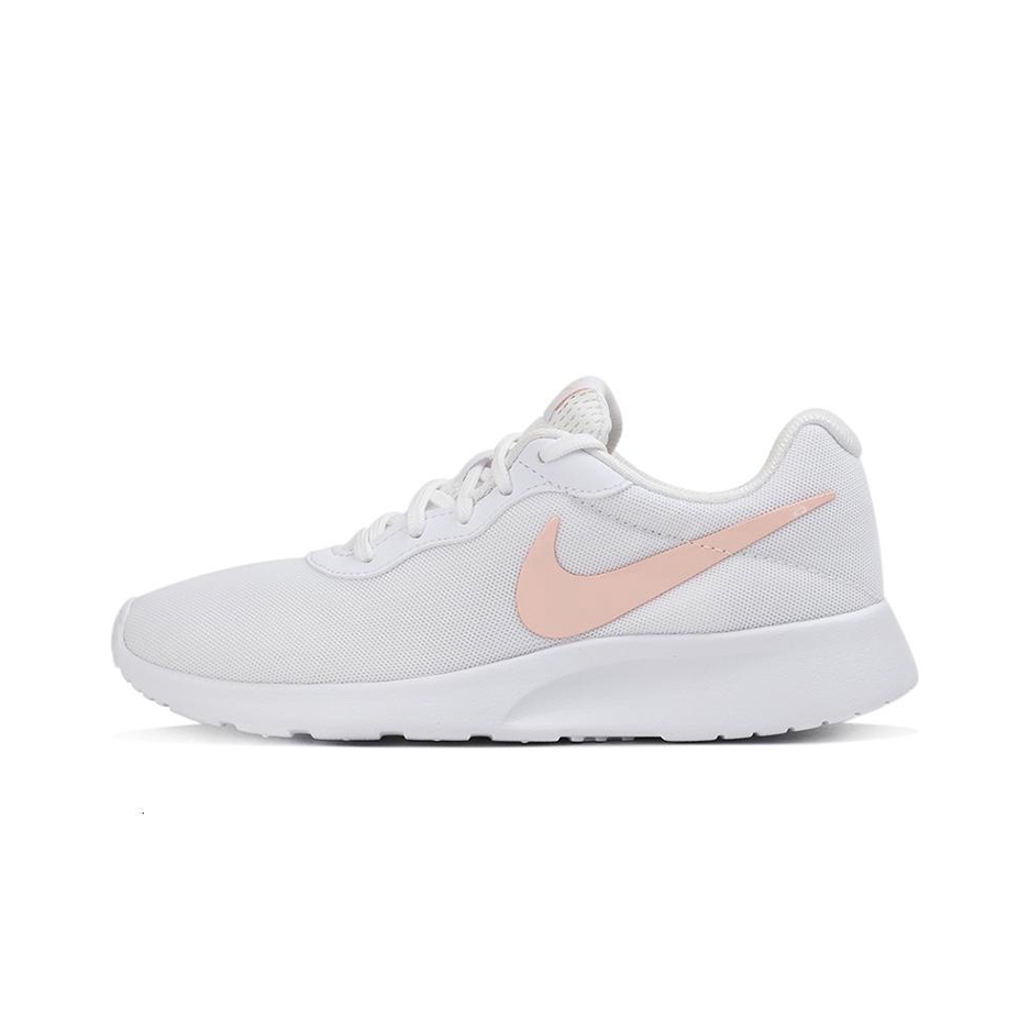 推荐商品：Nike Tanjun 跑鞋 舒适轻便网面透气缓震耐磨复古百搭慢跑低帮圆头 White/Pink 白粉