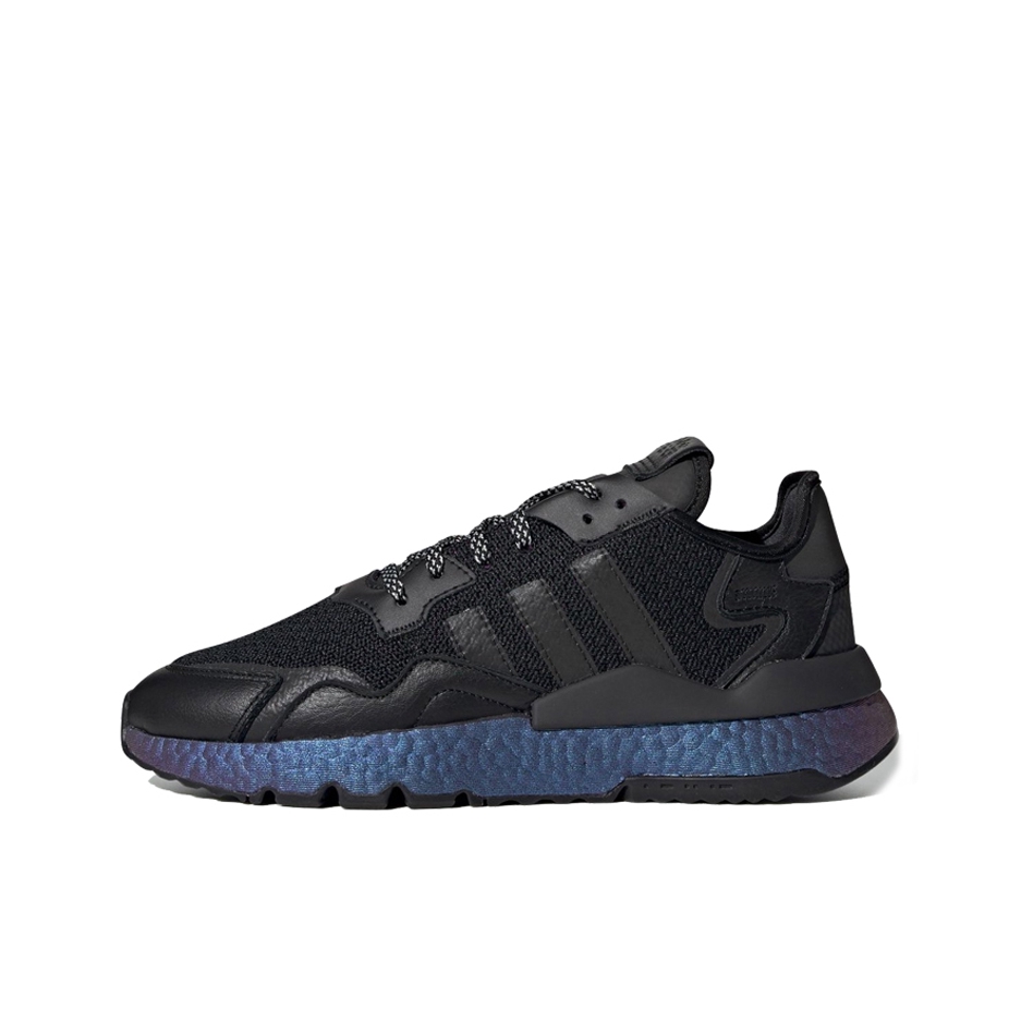 推荐商品：adidas Originals Nite Jogger BOOST 透气 防滑 支撑 中底 复古 运动休闲鞋 Black Metallic 黑色/紫蓝炫彩