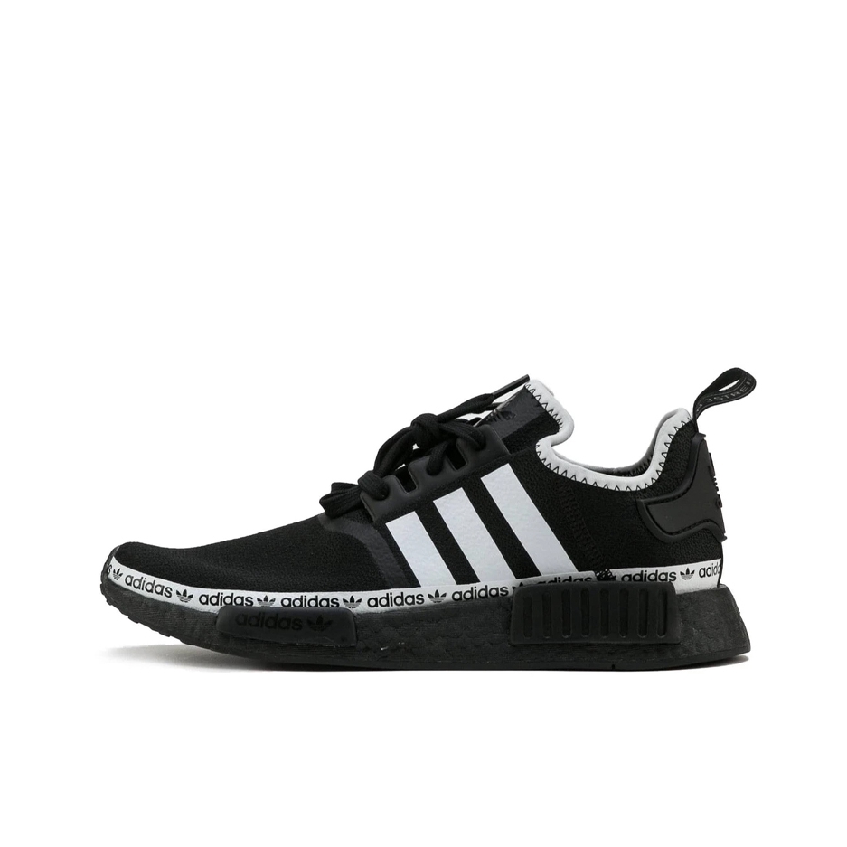 推荐商品：adidas Originals NMD R1 BOOST 织物 轻便透气 缓震 低帮 运动休闲鞋 标志条纹/黑白