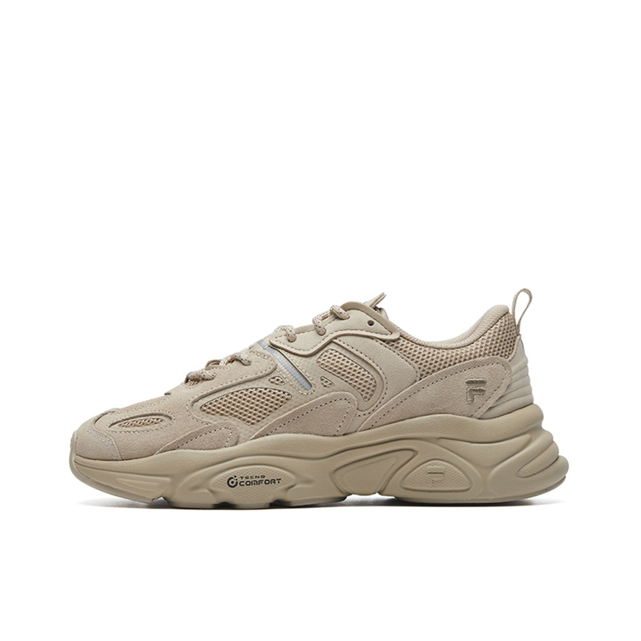 推荐商品：FILA/斐乐 Mars 火星2 老爹鞋 防滑耐磨舒适透气轻便软底缓震复古运动织物合成革厚底 女款/驼色