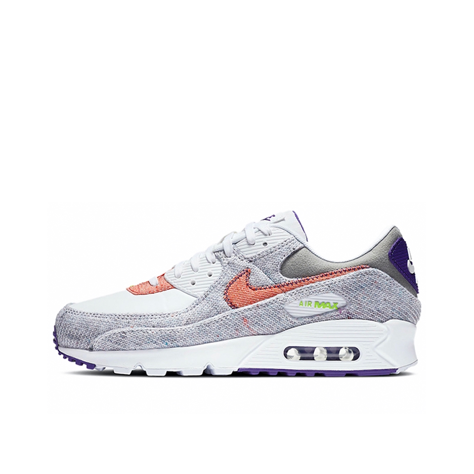 推荐商品：Nike Air Max 90 跑鞋 气垫合成革缓震透气复古增高圆头贴合拼接 白色/灰色/红褐