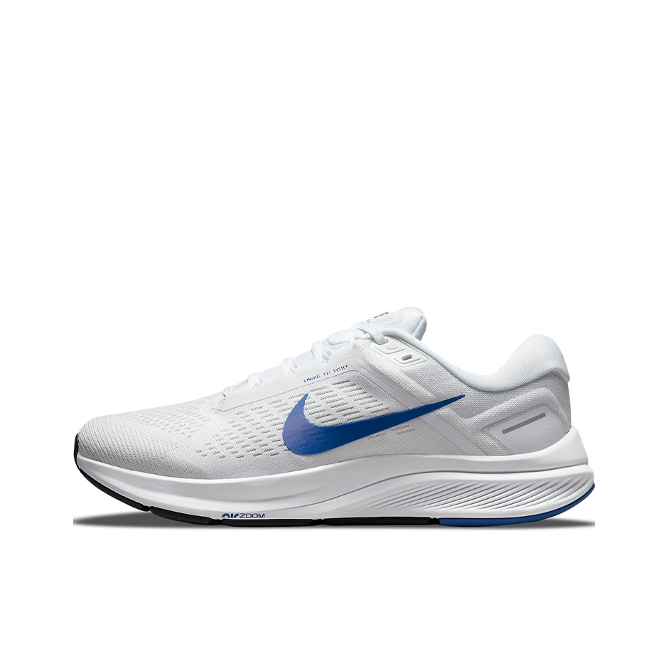 推荐商品：Nike Air Zoom Structure 24 跑鞋 碳板缓震轻便防滑耐磨织物回弹 白色/蓝色