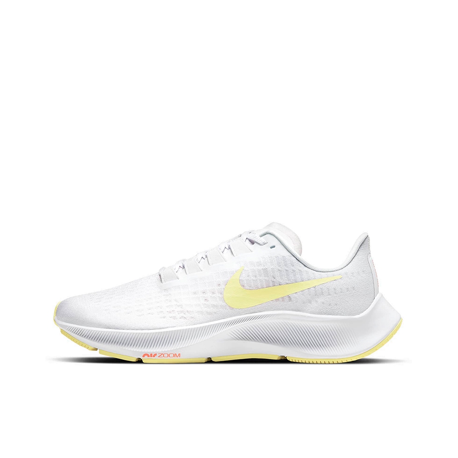 推荐商品：Nike Air Zoom Pegasus 37 飞马 跑鞋 气垫舒适耐磨轻便透气织物缓震减震防滑防水合成革圆头 白色/黄色