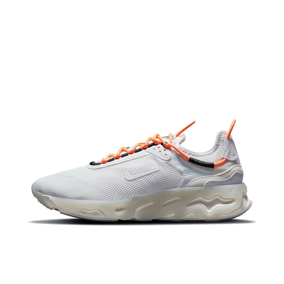 推荐商品：Nike React Live 跑鞋 防滑耐磨轻便透气缓震泡棉时尚运动训练织物合成革 白色/橙色