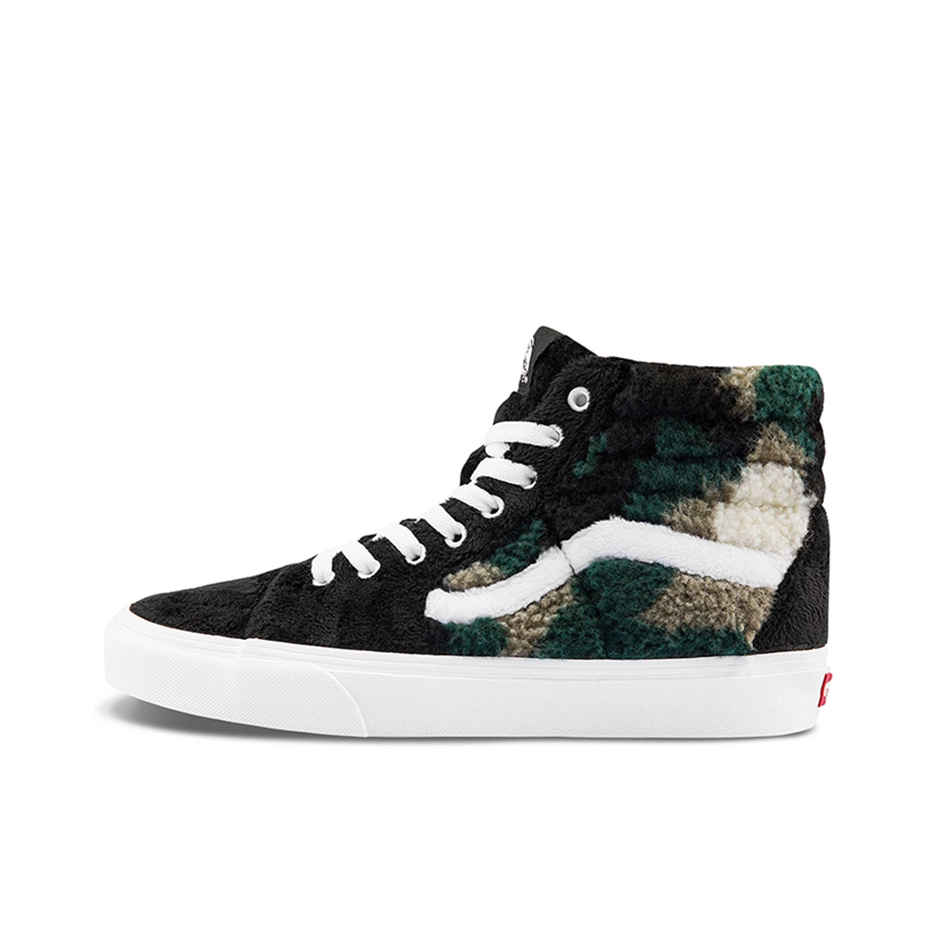 推荐商品：Vans/范斯 SK8-Hi 板鞋 潮流经典拼接复古街头厚底 黑色/白色/毛绒