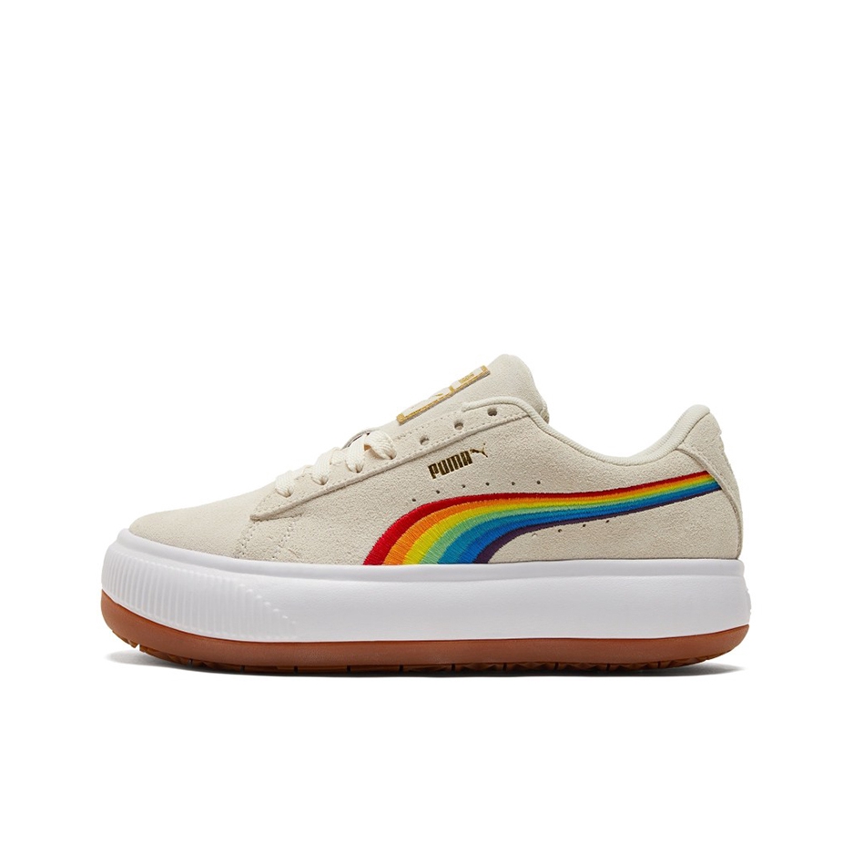 推荐商品：Puma/彪马 Suede Mayu Up 运动休闲鞋 防滑耐磨轻便透气复古厚底圆头 彩虹/米白