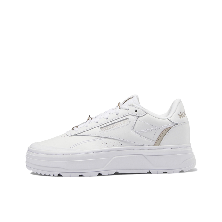 推荐商品：Reebok/锐步 Club C Double GEO 厚底耐磨 潮流复古 轻便透气 休闲鞋 白色/金色