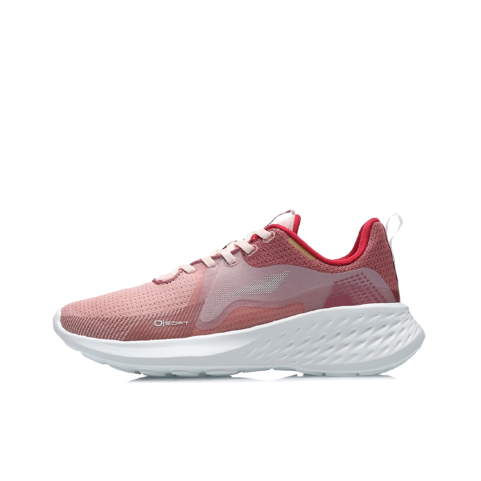推荐商品：李宁 SOFT ELEMENT 跑鞋 防滑耐磨网面透气减震回弹竞速运动轻便 女款/烟玫瑰粉/风沙粉
