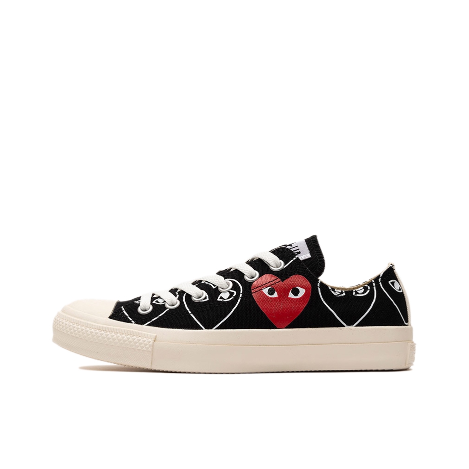 推荐商品：Converse/匡威 Chuck Taylor All Star 帆布鞋 常青款轻便防滑耐磨百搭复古圆头减震贴合高帮 CDG联名/低帮黑红/爱心满印