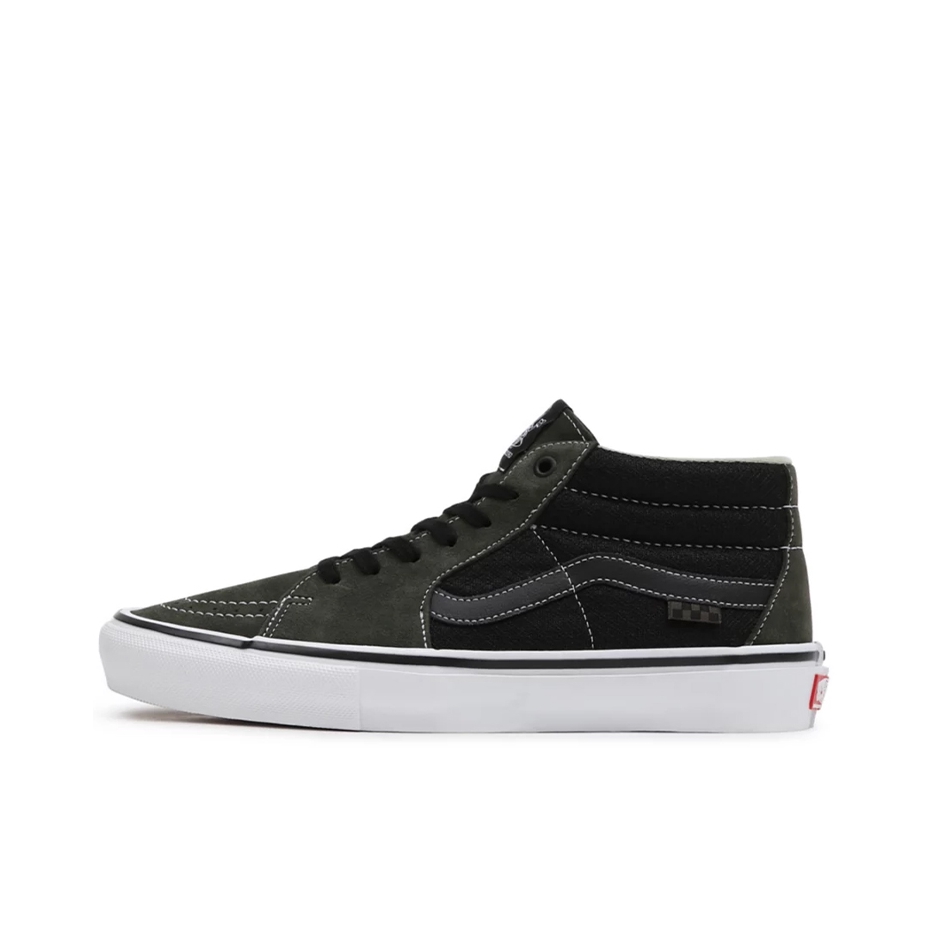 推荐商品：Vans/范斯 SK8-Mid 板鞋 潮流拼接复古百搭防滑耐磨 黑色/军绿/白色