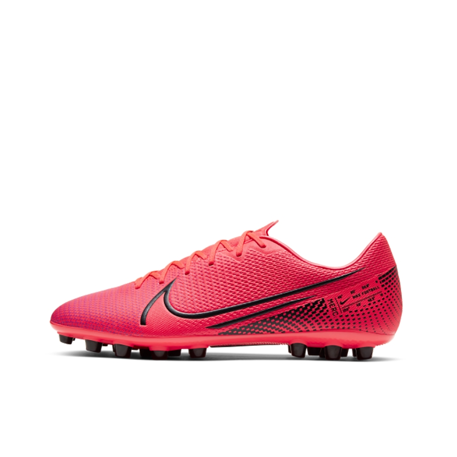 推荐商品：Nike Mercurial Vapor 13 Academy AG 中端 胶质短钉 人造草地 支撑 包裹性 训练 足球鞋 Laser Red 红黑