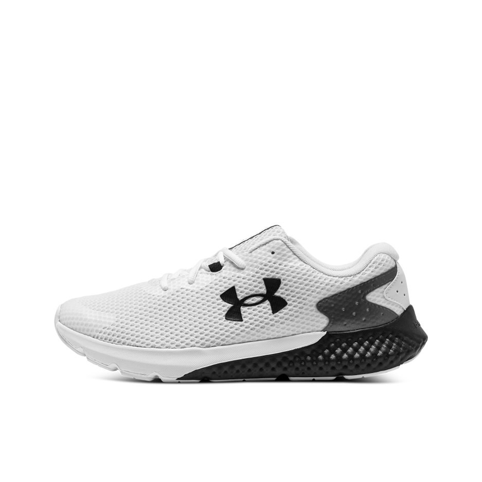 推荐商品：Under Armour/安德玛 Charged Rogue 3 健身训练 缓震耐磨 舒适防滑 网面透气 百搭 休闲运动 跑鞋 白色/黑色