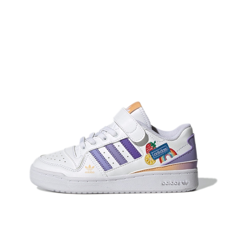 推荐商品：adidas Originals Forum 时尚经典 休闲运动 舒适透气 防滑耐磨 轻便百搭 魔术贴 板鞋儿童 小童/白色/紫色