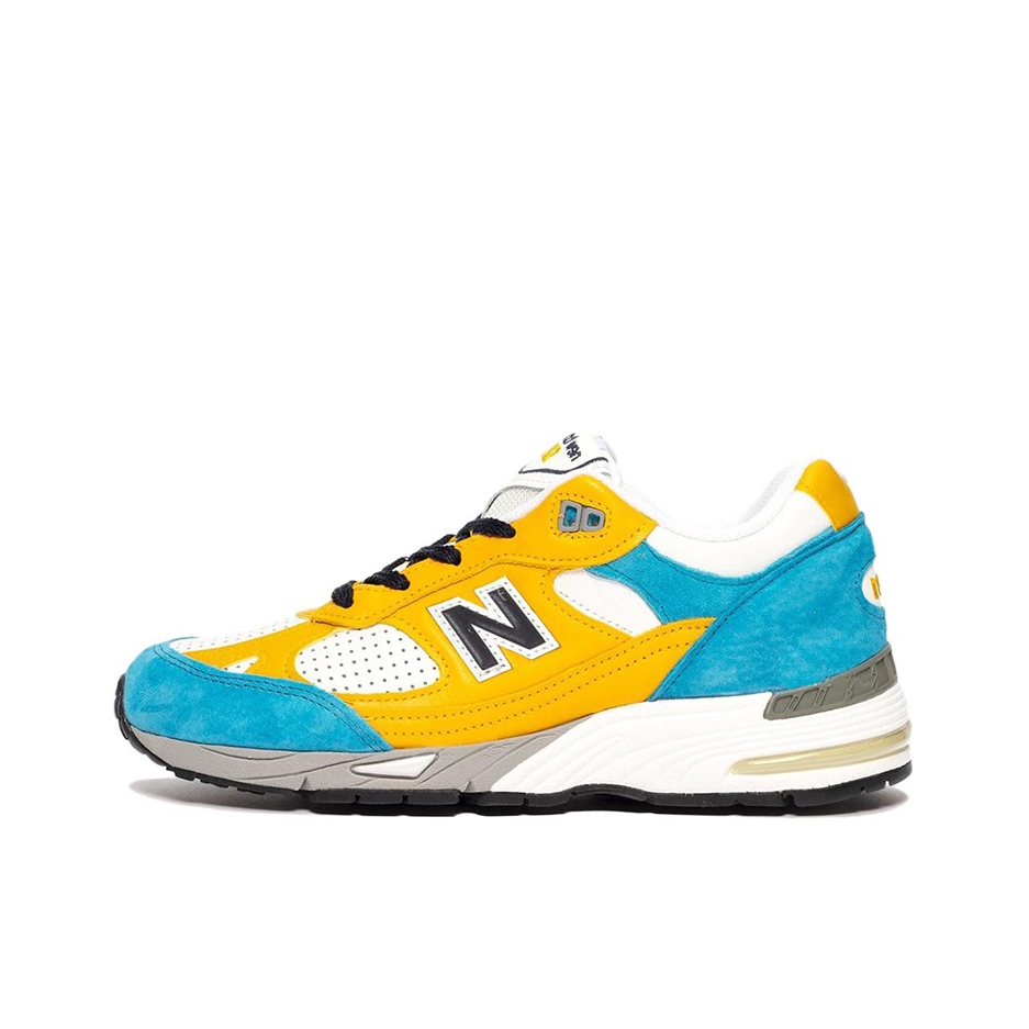 推荐商品：New Balance 991 跑鞋 舒适减震防滑耐磨织物网布透气经典复古休闲运动百搭通勤贴合 男款/SNS联名/蓝色/黄色/白色