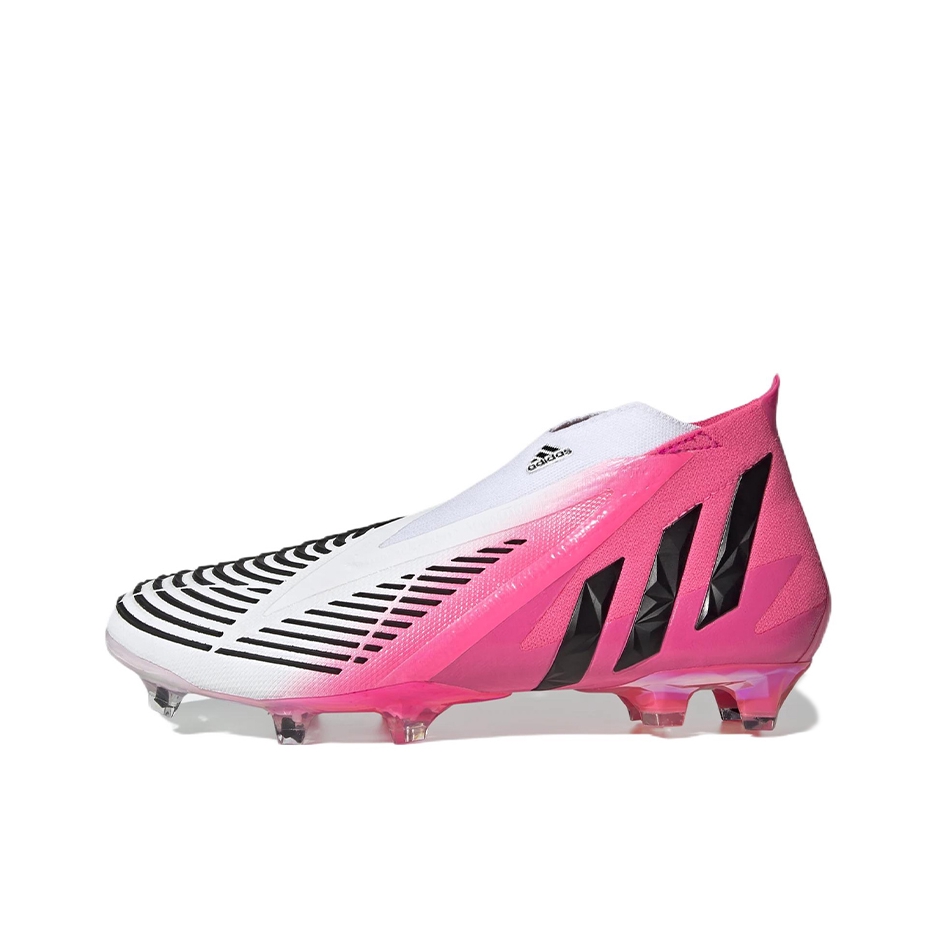 推荐商品：adidas Predator Edge LZ+ FG 超顶 长钉 硬天然草场 支撑 包裹性 足球鞋 白色/粉色