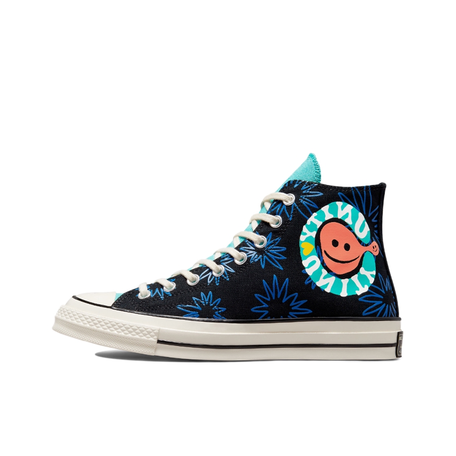 推荐商品：Converse/匡威 1970s 帆布鞋 圆头防滑经典复古轻便时尚拼接百搭 深蓝色/阳光花卉