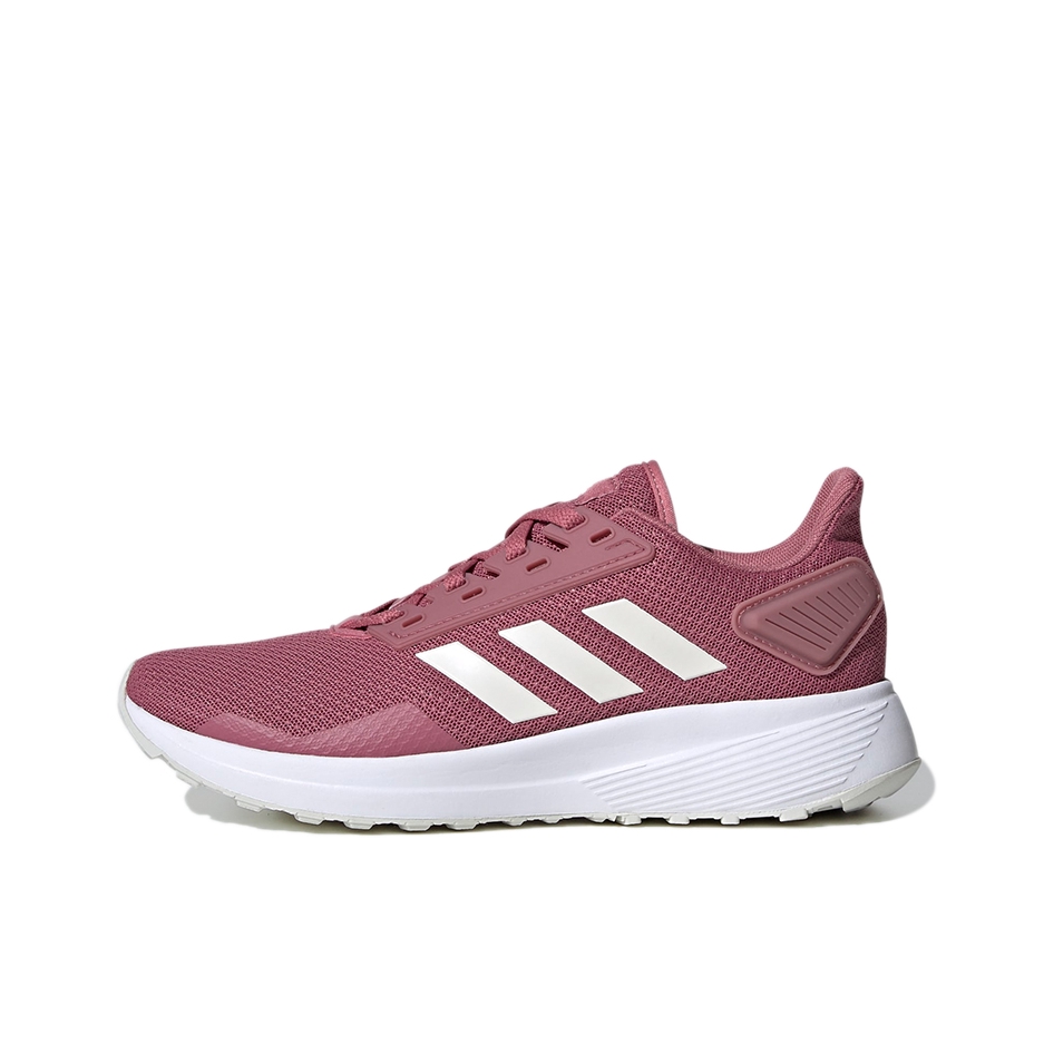 推荐商品：adidas Duramo 9 跑鞋 减震回弹防滑耐磨轻便透气网面休闲运动备赛训练 女款/酱紫红/白色