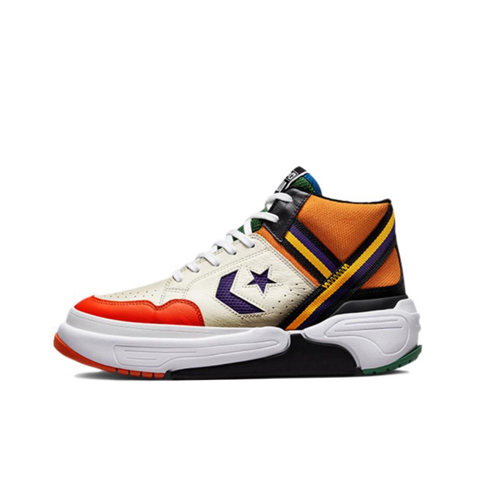 推荐商品：Converse/匡威 Weapon 板鞋 星箭标潮流经典复古拼接防滑耐磨减震透气支撑包裹性 彩色拼接/橘/黑 