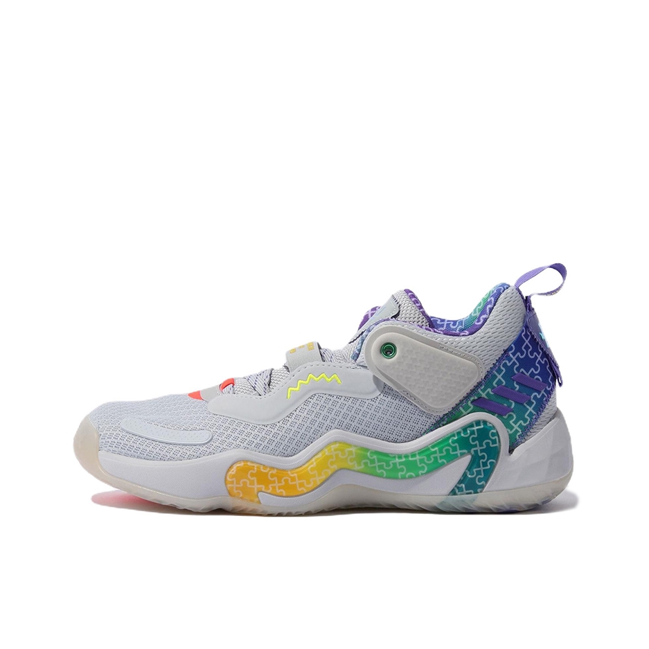 推荐商品：adidas D.O.N. Issue 3 米切尔3代 篮球鞋 透气减震耐磨实战包裹性支撑 银灰/紫色