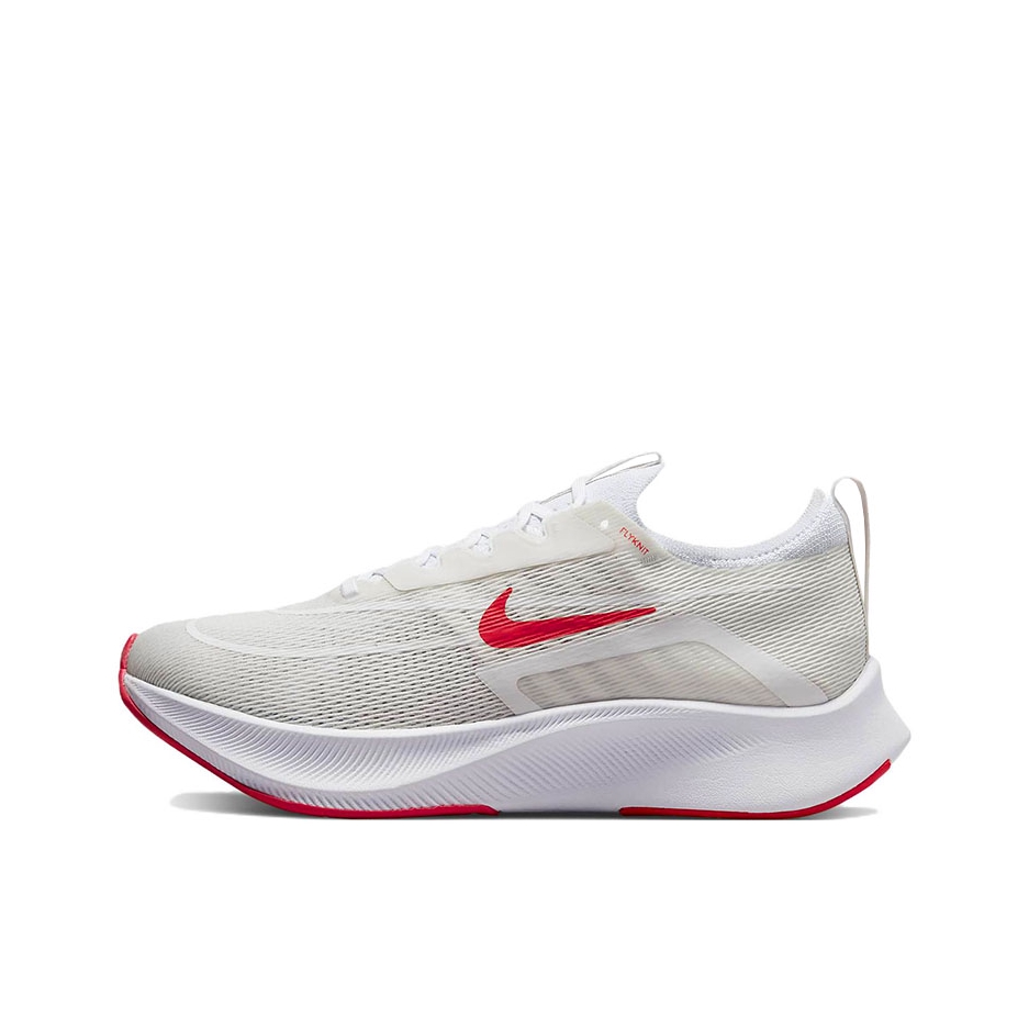 Nike Zoom Fly 4 跑鞋 碳板竞速透气回弹减震耐磨织物全掌泡棉 浅银灰/白色/迷人红