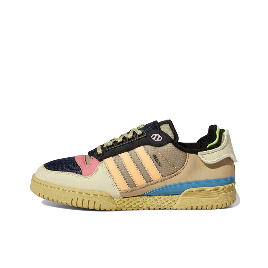 推荐商品：adidas Originals Forum 板鞋 轻便复古防滑时尚魔术贴篮球风薄底包裹性 棕黄色/粉色/蓝色