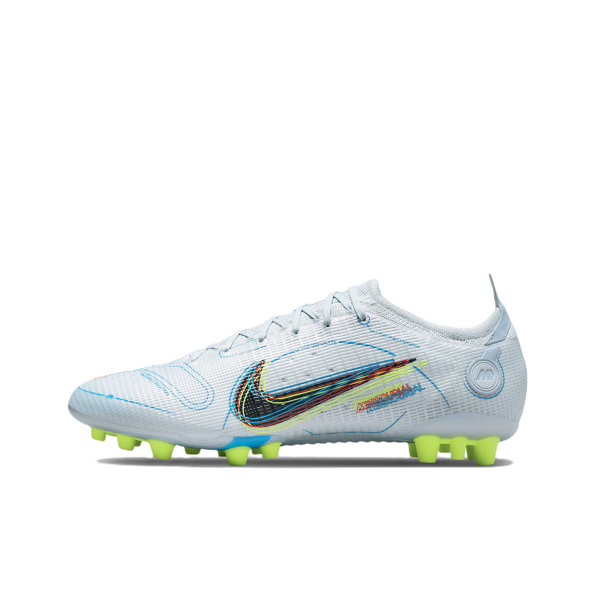 推荐商品：Nike Mercurial Vapor 14 Elite AG 顶级 胶质短钉 人造草地 支撑 圆头 足球鞋 浅海蓝/灯草橙