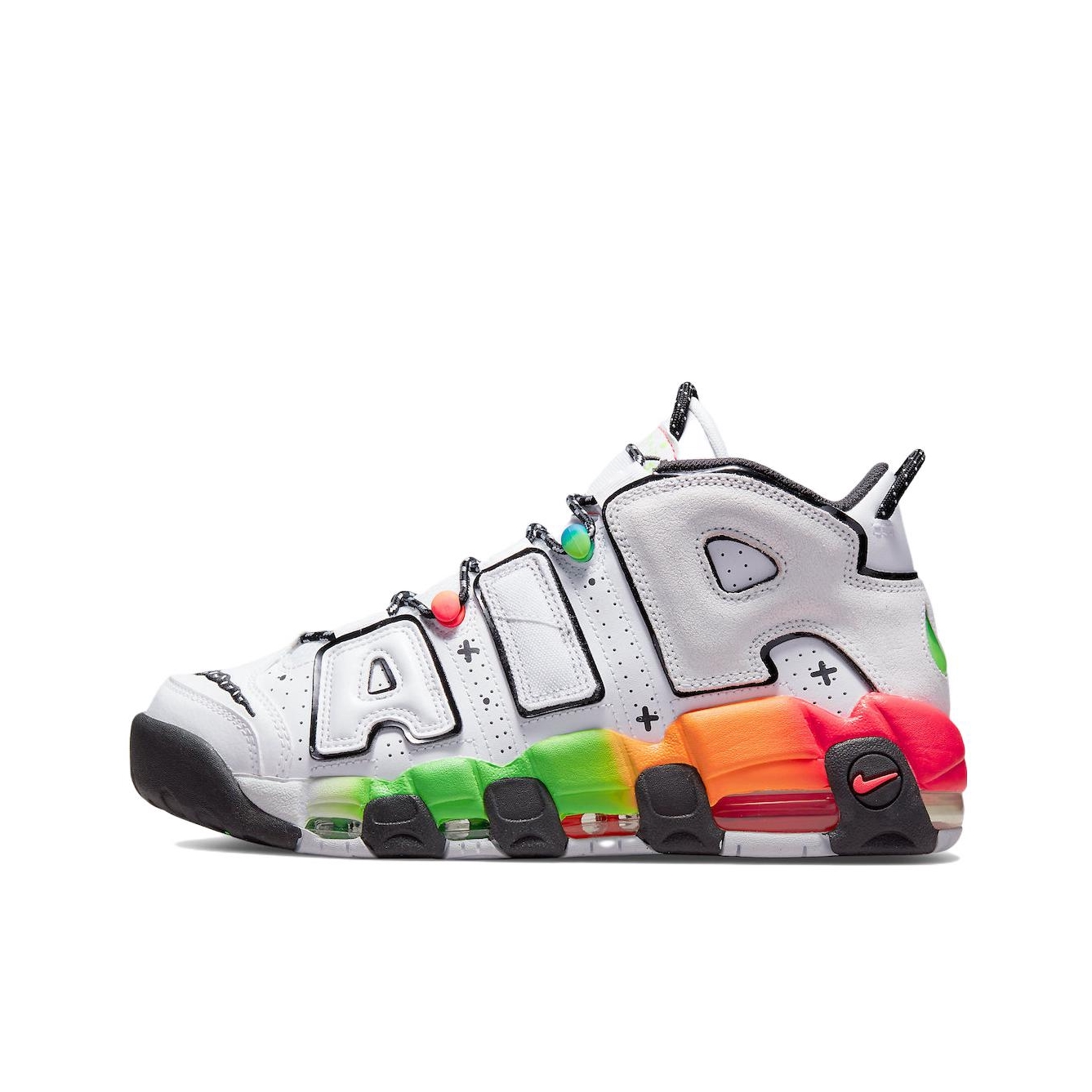 推荐商品：Nike Air More Uptempo 运动休闲鞋 缓震复古百搭防滑耐磨支撑圆头篮球风 白色/彩色