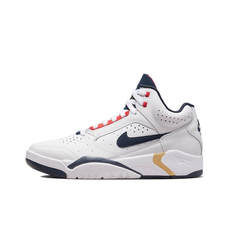 推荐商品：Nike Air Flight Lite 潮流复古 减震透气 舒适轻便 防滑耐磨 时尚休闲 篮球鞋 Olympic 白色/藏蓝/30周年