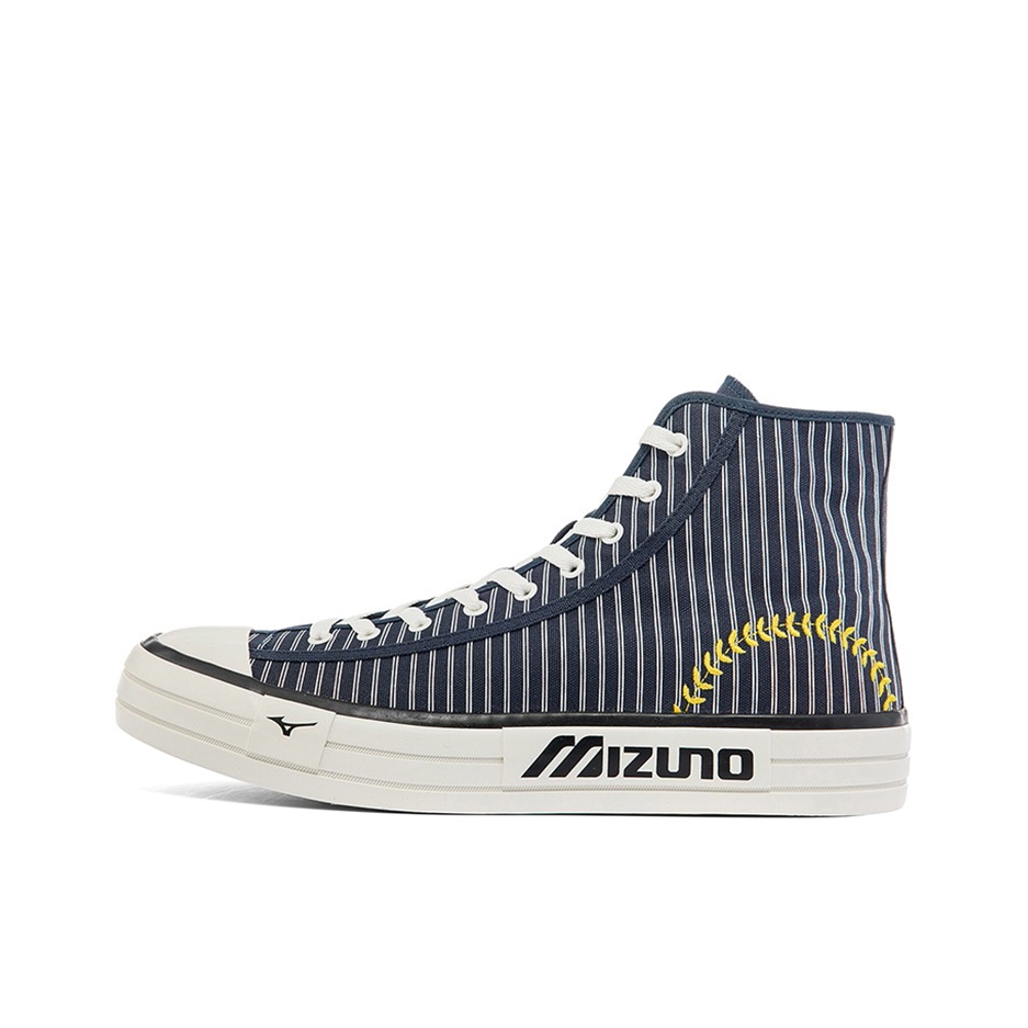 推荐商品：Mizuno/美津浓 Court S Hi 舒适透气 耐磨 休闲鞋 深夜蓝/果黄色/白色