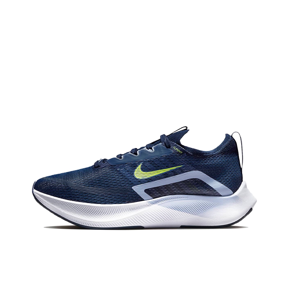 推荐商品：Nike Zoom Fly 4 跑鞋 碳板竞速透气回弹减震耐磨织物全掌泡棉 女款/蓝色/白色