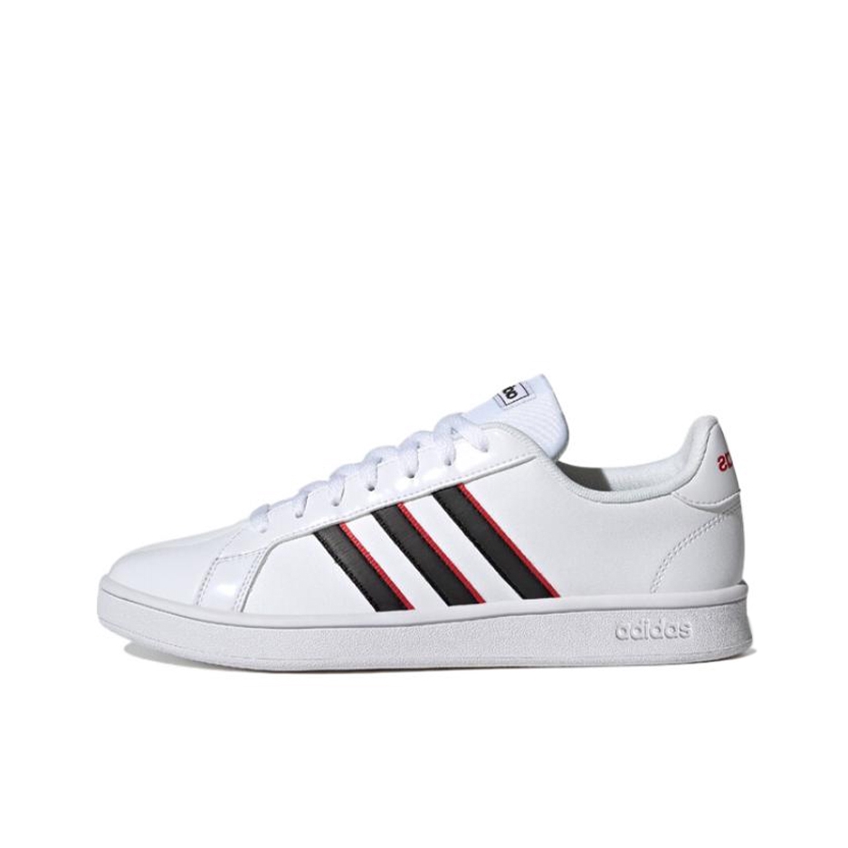推荐商品：adidas NEO Grand Court 板鞋 防滑耐磨减震透气休闲复古时尚防水轻运动 白色/黑色/红