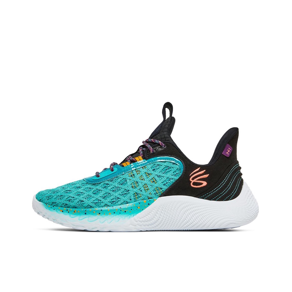 推荐商品：Under Armour/安德玛 Curry 9 缓震 防滑耐磨 网面轻质 圆头 回弹 实战 篮球鞋 黑色/蓝色