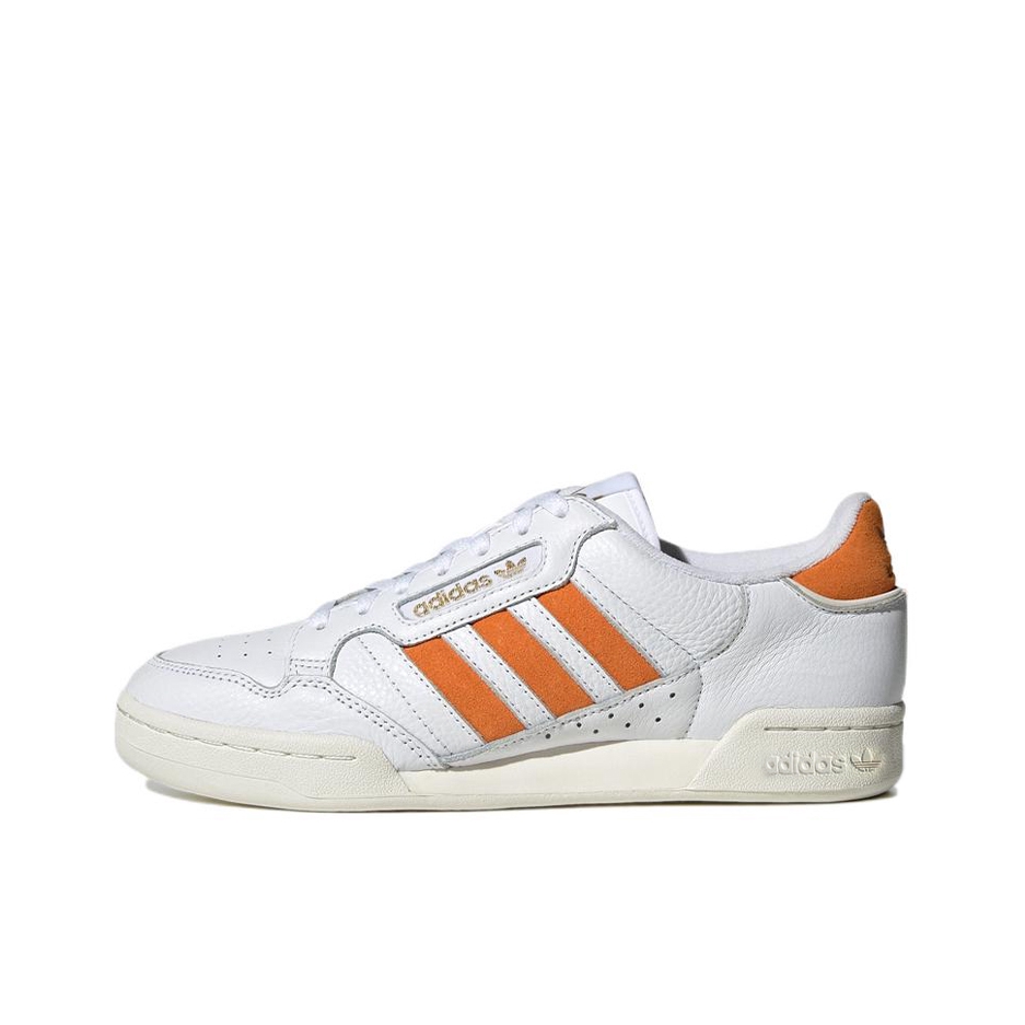 推荐商品：adidas Originals Continental 80 运动休闲鞋 板鞋 经典复古防滑耐磨防水舒适 白色/橘黄色
