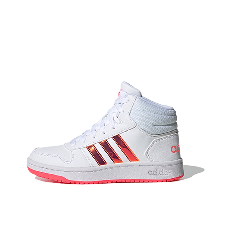 推荐商品：adidas Hoops 2.0 休闲复古 轻便透气 防滑 耐磨 舒适 运动 板鞋儿童 小童/中帮/白色/粉色
