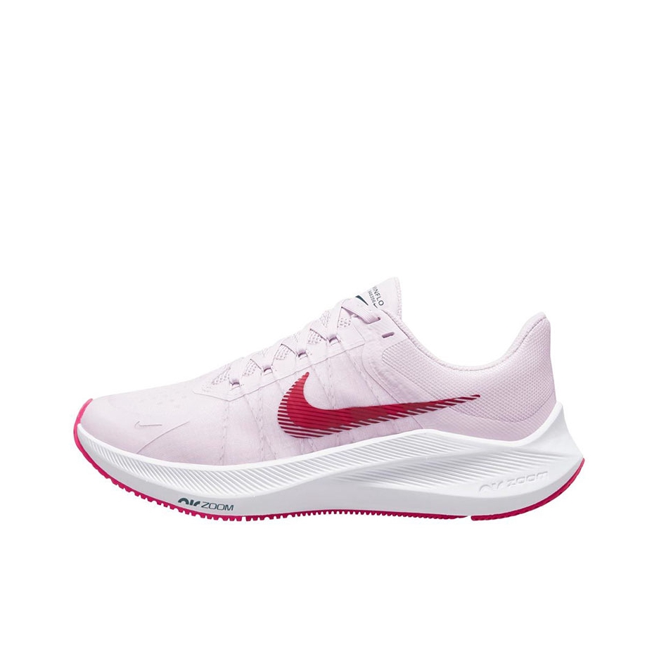 推荐商品：Nike Zoom Winflo 8 跑鞋 缓震轻便网面透气防滑耐磨碳板防水防泼水气垫回弹包裹性 粉色/红色