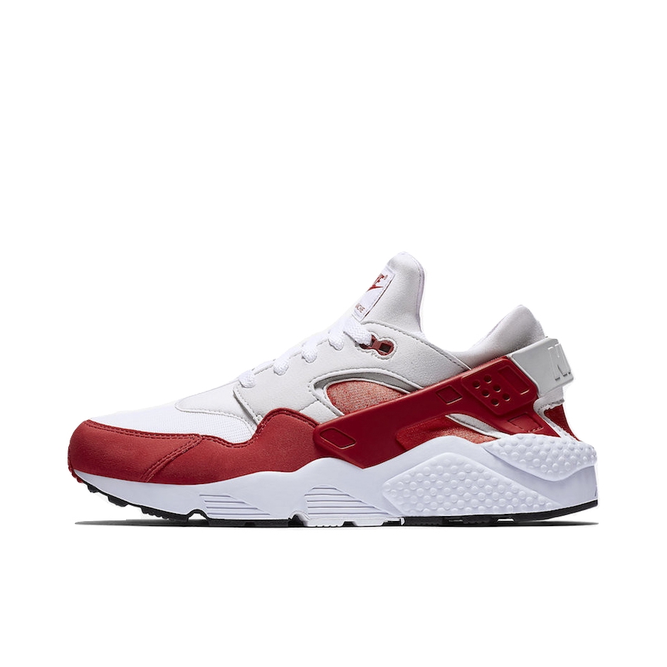 推荐商品：Nike Air Huarache 跑鞋 轻便透气舒适耐磨缓震复古防滑织物合成革运动低帮圆头 White/Grey 白红
