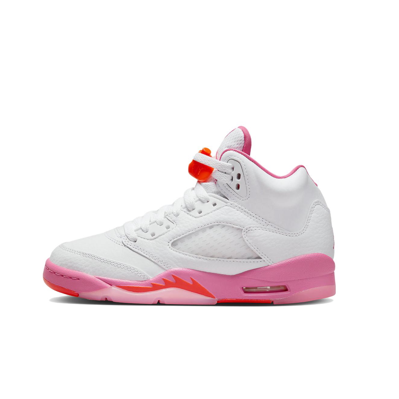 推荐商品：Air Jordan 5 运动休闲鞋 复古潮流透气防滑耐磨缓震实战支撑包裹性 GS/白色/粉红
