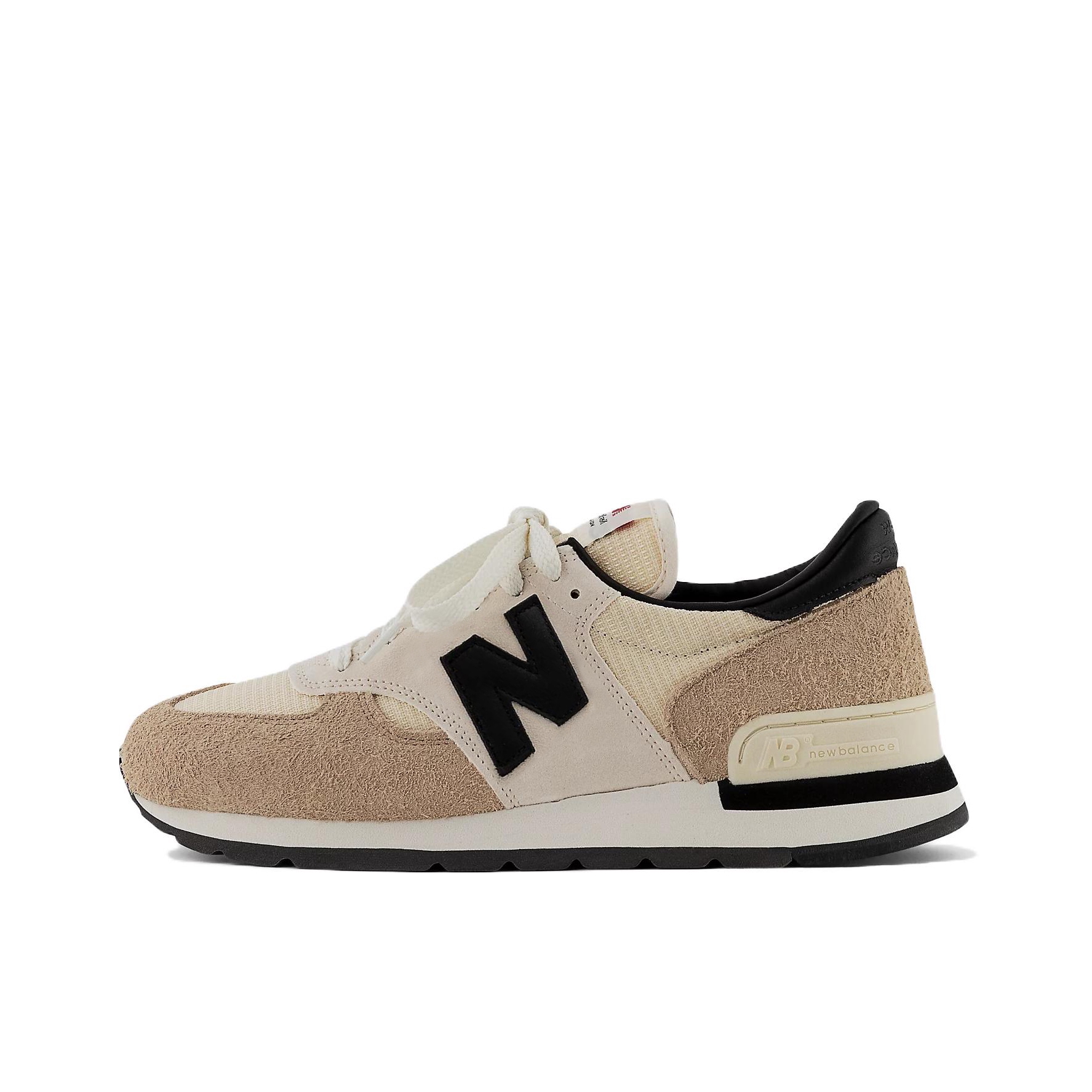 推荐商品：New Balance 990 V1 跑鞋 防滑耐磨网布透气减震轻便包裹性支撑织物复古马拉松 米白/米黄/黑色