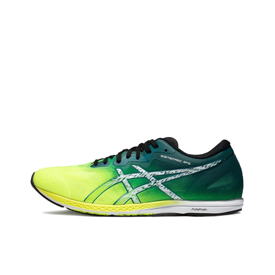 推荐商品：Asics/亚瑟士 Sortiemagic RP 6 跑鞋 缓震耐磨回弹马拉松轻量竞速网眼织物 黄色/绿色