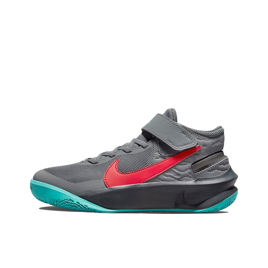 推荐商品：Nike Team Hustle D 10 Flyease 易穿脱 防滑耐磨 减震透气 实战 训练 织物 合成革 舒适百搭 魔术贴 篮球鞋 GS/灰色/红色/青色