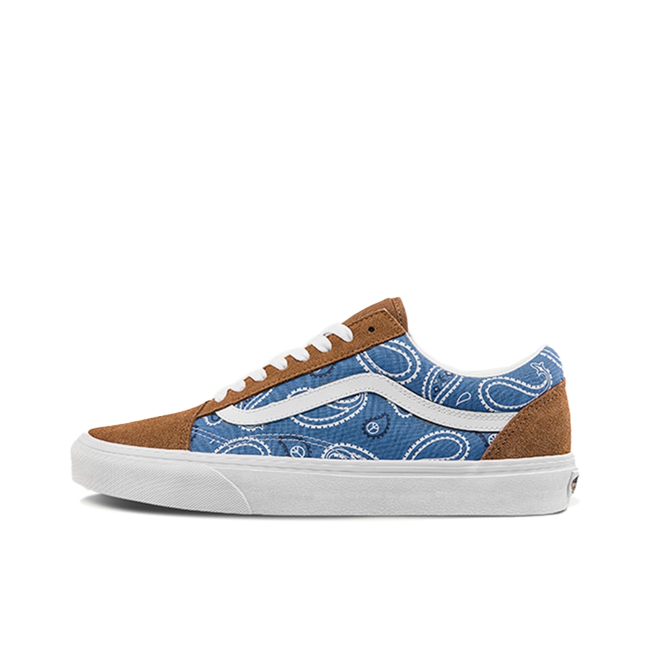 推荐商品：Vans/范斯 Old Skool 滑板鞋 板鞋 轻便防滑复古舒适经典 蓝绿拼接/腰果花