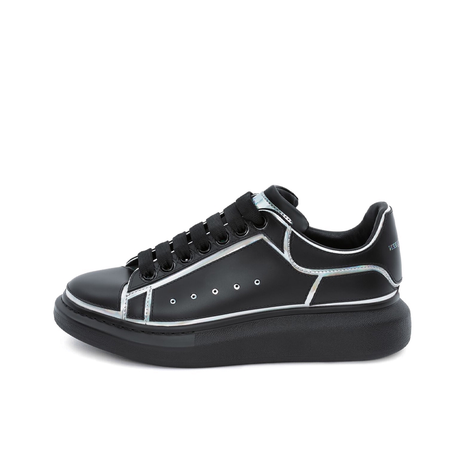 推荐商品：Alexander McQueen/亚历山大麦昆 舒适 耐磨 圆头 皮革 增高 防水 厚底鞋 运动休闲鞋 黑色/银白