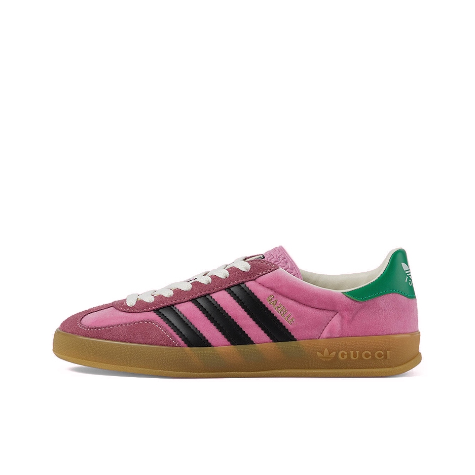 推荐商品：adidas Originals Gazelle T头鞋 德训鞋 板鞋 轻便复古薄底舒适百搭减震耐磨贴合圆头 Gucci联名/女款/粉色/黑色