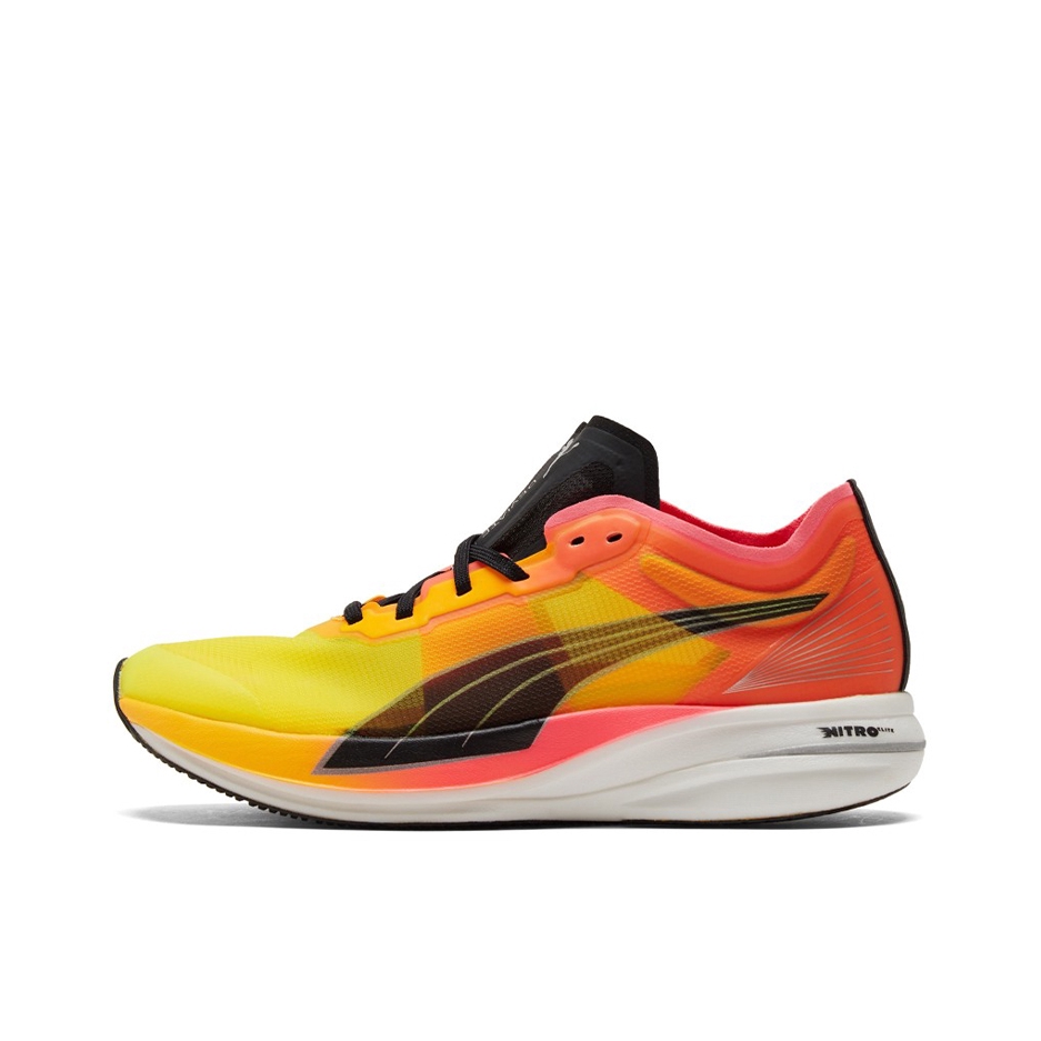 Puma/彪马 Deviate Nitro Elite 碳板 织物 缓震 马拉松 跑鞋 日光黄/日落红