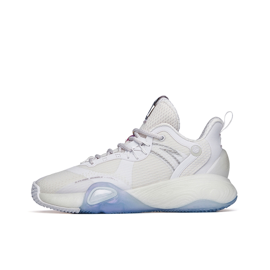 推荐商品：安踏 泡泡弹 篮球鞋 网面缓震回弹实战运动织物 男款/象牙白/白色