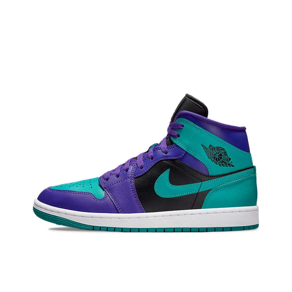 推荐商品：Air Jordan 1 板鞋 运动休闲鞋 复古潮流支撑合成革 中帮/蓝色/紫色/黑色
