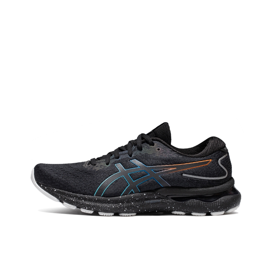 推荐商品：Asics/亚瑟士 Gel-Nimbus 24 跑鞋 圆头包裹轻便缓震透气稳定支撑回弹复古碳板织物夜跑 黑色