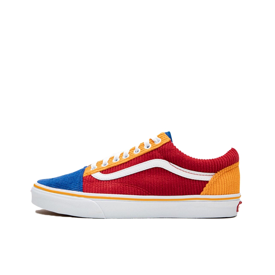 推荐商品：Vans/范斯 Old Skool 滑板鞋 板鞋 轻便防滑复古舒适经典 蓝红黄/灯芯绒